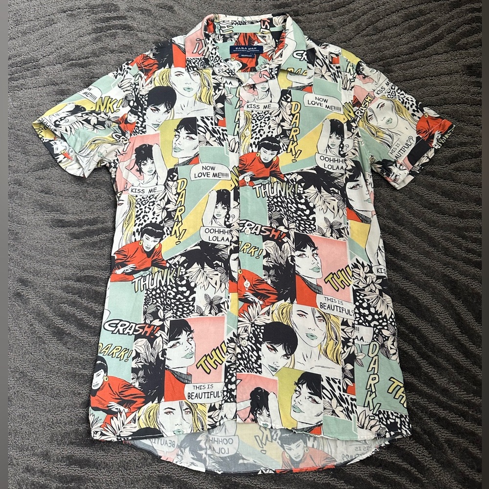 Zara Men’s Printed Short Sleeve Dress shirt